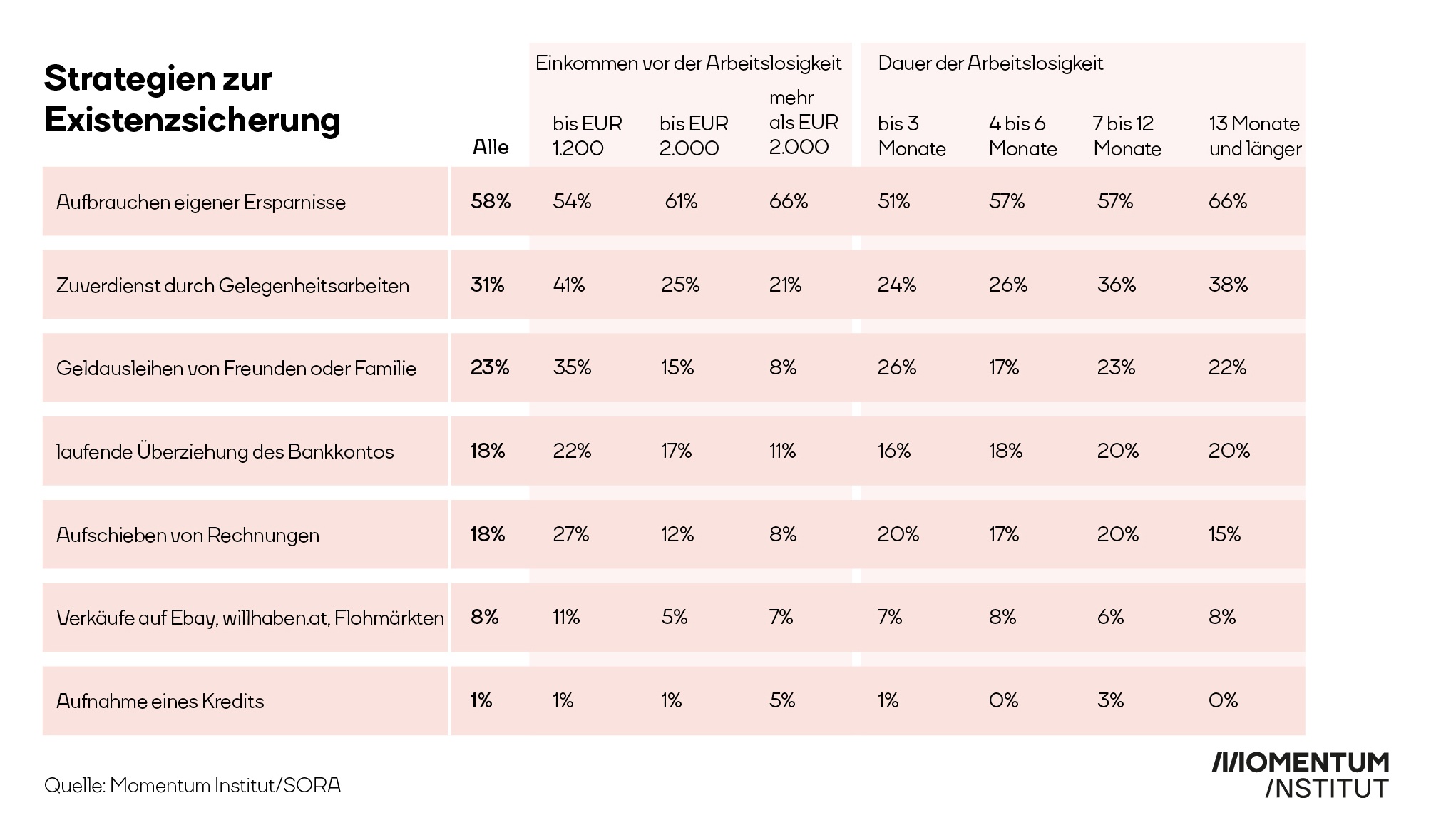 Grafik Strategien zur Existenzsicherung