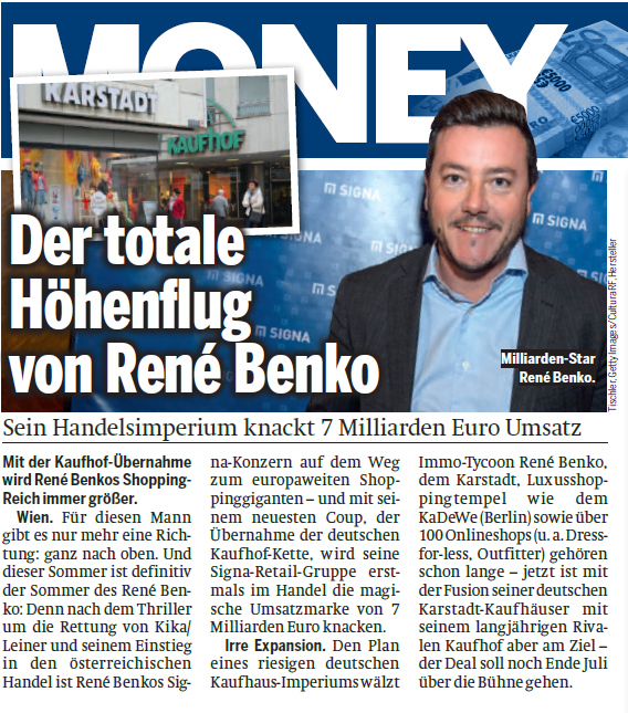 Zeitungsartikel: „Benko und der totale Höhenflug“