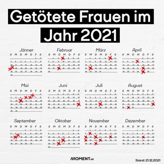 Femizid-Kalender: Ein Jahres-Kalender zeigt, wann Morde an Freuen im Jahr 2021 begangen wurden