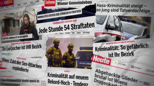 Collage zu Panikmache-Artikeln in rechten Medien