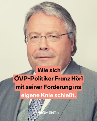 Ein älterer Mann mit grauen Haaren, Brille und grauem Anzug blickt direkt in die Kamera. Es ist ein Porträtfoto des ÖVP-Abgeordneten Franz Hörl