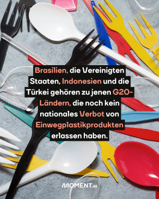 Plastikgabeln. Text:  Brasilien, die Vereinigten   Staaten, Indonesien und die   Türkei gehören zu jenen <span class=