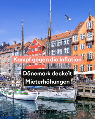 Häuser Kopenhagen. Text:  Kampf gegen die Inflation. Dänemark deckelt   Mieterhöhungen 