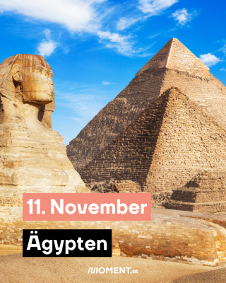 Ägyptische Wüste und Pyramiden sind zu sehen.