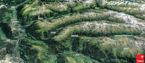 Landkarte vom Kaunertal in Tirol.