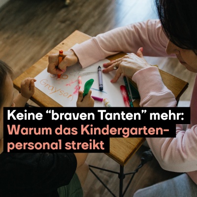 Kind malt. Davor: Keine braven tanten mehr. Warum das Kindergartenpersonal streikt.