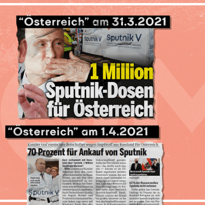 Schlagzeilen und Umfragen in "Österreich" zu Sputnik