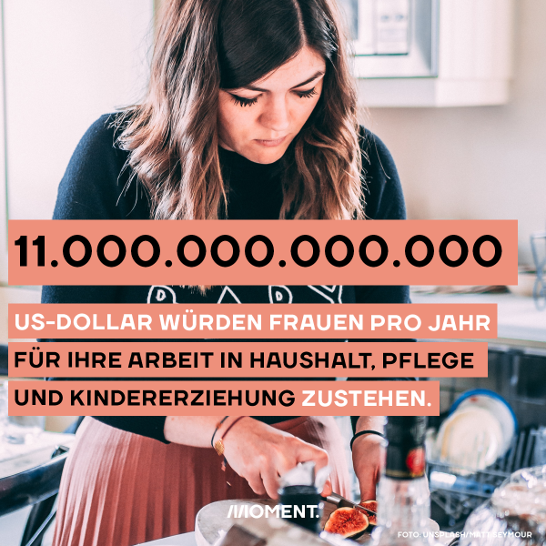 11 Billionen US Dolla würden Frauen pro Jahr für ihre Arbeit in Haushalt, Pflege und Kindererziehung zustehen