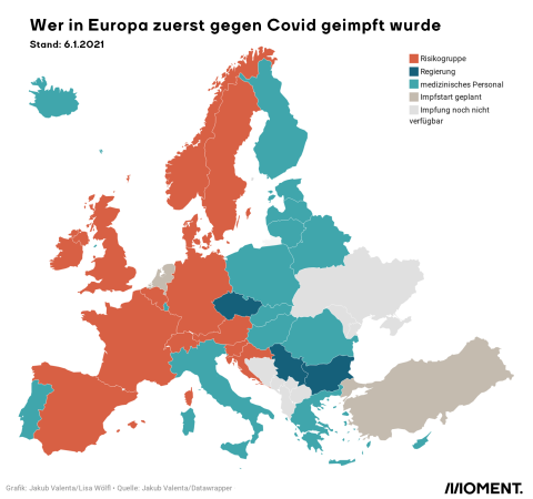 Karte: Wer in Europa zuerst gegen Covid geimpft wurde