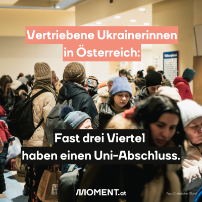 Geflüchtete Ukrainer:innen in Unterkunft.