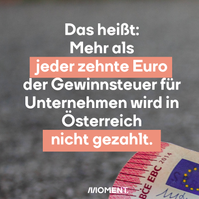 Das heißt: Mehr als jeder zehnte Euro der Gewinnsteuer für Unternehmen wird in Österreich nicht gezahlt.