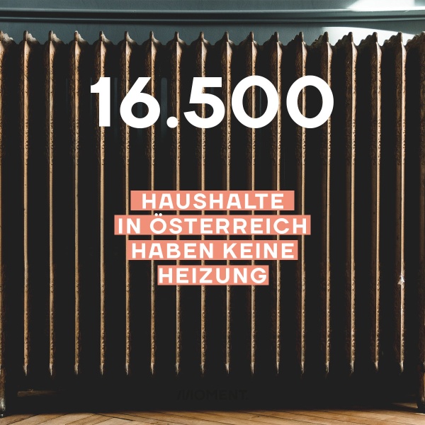 Shareable zeigt einen Heizkörper in der Seitenansicht. Text: 16.500 Haushalte haben in Österreich keine Heizung.