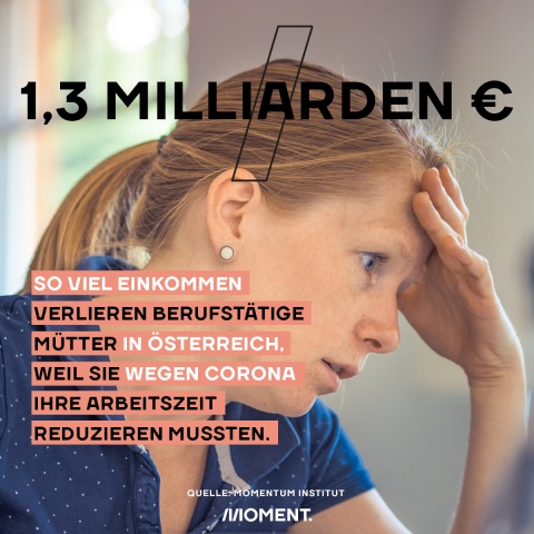 Mütter verlieren Einkommen. Zu sehen ist eine Frau, die genervt dreinblickt. 1,5 Milliarden: So viel Einkommen verlieren Berufstätige Mütter in Österreich, weil sie wegen Corona ihre Arbeitszeit reduzieren mussten.