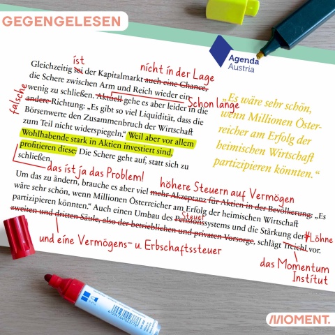 #Gegengelesen: Den Aussagen von Ex-Bankmanager Andreas Treichl stimmen wir nicht zu. Mit Rotstift haben wir eine Publikation der Agenda Austria ausgebessert. 