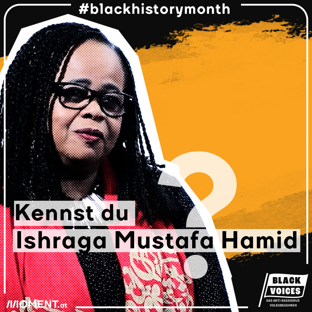 Porträt der Autorin, Aktivistin und Mitbegründerin der Schwarze Frauen Community Ishraga Mustafa Hamid.