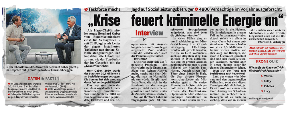 Schlagzeile: "Krise feuert kriminelle Energie an"