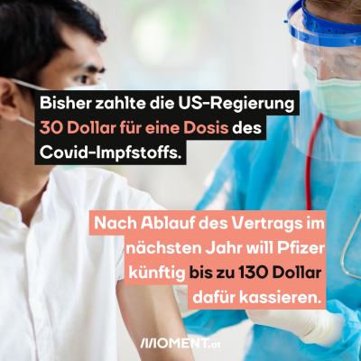 Bisher zahlte die US-Regierung 30 Dollar für eine Dosis des Covid-Impfstoffs. Nun will Pfizer bis zu 130 Dollar dafür kassieren. Das Bild zeigt eine Person in Schutzkleidung, die eine andere Person mit Maske impft.