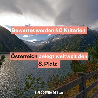 Bewertet werden 40 Kriterien.Österreich belegt weltweit den 8. Platz. 