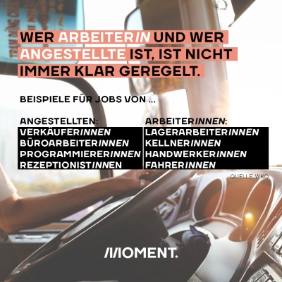 Shareable-Bild ArbeiterInnen vs Angestellte: Wer ArbeiterIn ist und wer AngestellteR ist, ist nicht immer klar geregelt. (Im Hintergrund sieht man das Innere eines Lastwagencockpits)