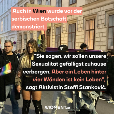 Demonstration vor der serbischen Botschaft in Wien