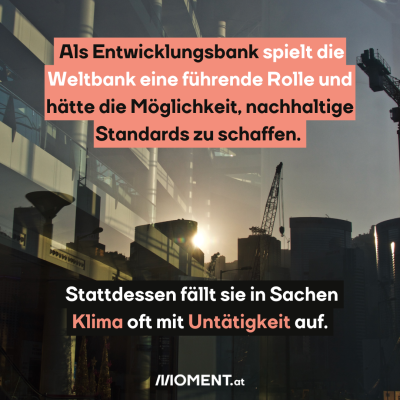 Die Weltbank hätte die Möglichkeit, nachhaltige Standards zu schaffen