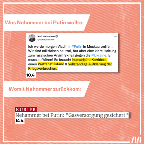 Was Nehammer in Moskau wollte vs. womit er heimgekommen ist