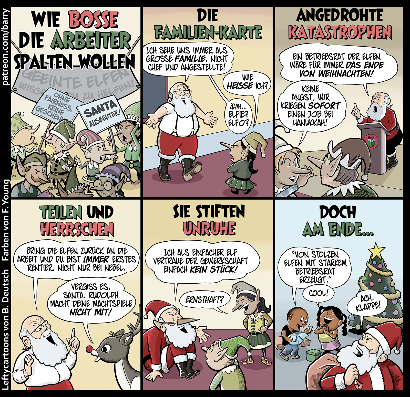 Cartoon über die Arbeitsbedingungen beim Weihnachtsmann