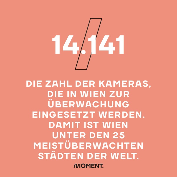 Die Zahl der Überwachungskameras in Wien - 14.141, soviele Kameras werden in Wien zur Überwachung eingesetzt, damit befindet sich Wien in der Liste der 25 meist überwachten Städte.