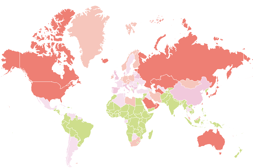 Eine Weltkarte zeigt, welche Regionen am meisten Emissionen verursachen.