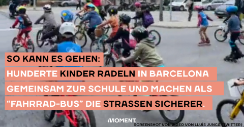 Barcelona: Kinder radeln als "Fahrradbus" in die Schule