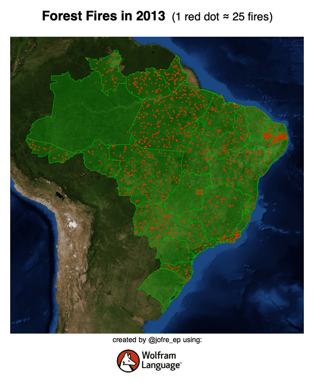 Satellitenaufnahme, welche die Ausbreitung der Waldbrände in Brasilien verzeichnet. (Quelle: Reddit/Jofreep)