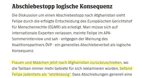 Ingrid Felipe im "APA-Sommerinterview" zu Abschiebungen nach Afghanistan