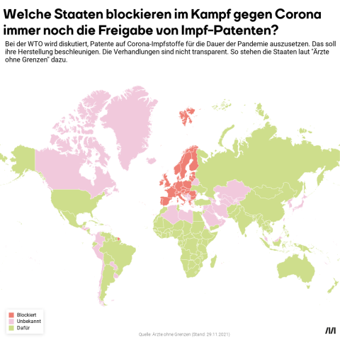 Welche Staaten immer noch die Freigabe von Impf-Patenten blockieren.