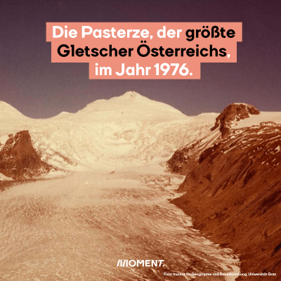 Die Pasterze, der größte Gletscher Österreichs, im Jahr 1976.