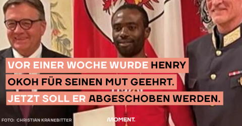 Henry Okoh: Vor einer Woche erhielt er Preis für seinen Mut vom Land Tirol. Jetzt soll er abgeschoben werden.