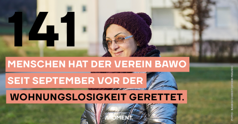 141 Menschen hat der Verein BAWO seit September vor der Wohnungslosigkeit gerettet