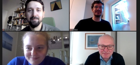 Video-Interview mit Fastenrath, Marx, Truger und Vitt (im Uhrzeigersinn)