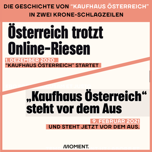 Die Geschichte von Kaufhaus Österreich in zwei Krone-Schlagzeilen.