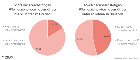 Anteil der erwerbstätigen Alleinerziehenden mit Kindern unter 6 bzw. unter 12 Jahren