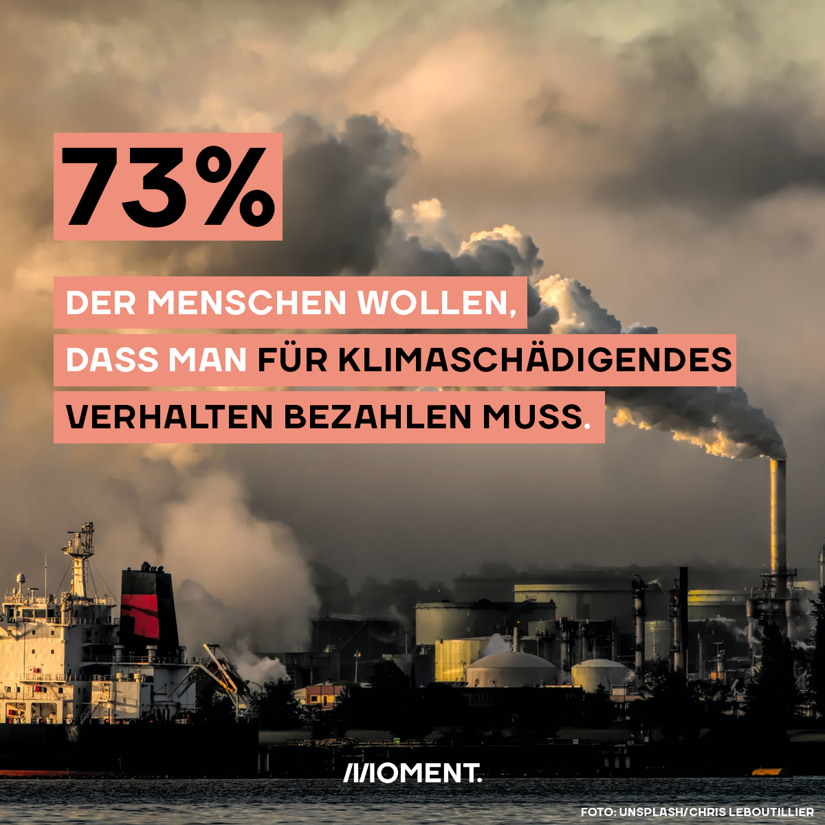 73% der Menschen wollen, dass man für klimaschädigendes Verhalten bezahlen muss.