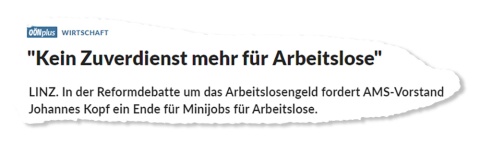 Johannes Kopf in den Oberösterreichischen Nachrichten gegen Arbeitslose