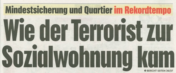 Schlagzeile der Krone Zeitung: Wie der Terrorist zur Sozialwohnung kam