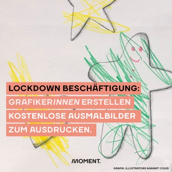 Bild zeigt einen angekritzelten Stern und ein Lebkuchenmann. Lockdown Beschäftigung: Grafikerinnen erstellen kostenlose Ausmalbilder zum Ausdrucken.