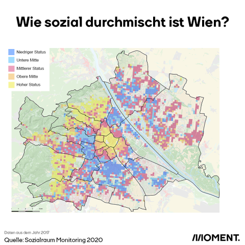 Eine Karte der sozialen Durchmischung in Wien