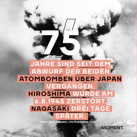 Foto zeigt dem charakteristischen Atompilz über Hiroshima. Vor 75 Jahren, am 6. August 1945 wurde die erste Atombombe über Japan abgeworfen. Drei Tage später warfen die USA die zweite Atombombe über Nagasaki ab.