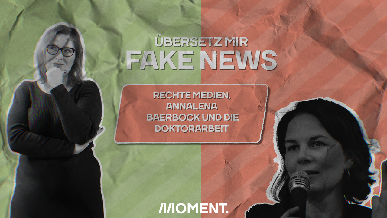 Man sieht Natascha Strobl und Annalena Baerböck vor dem Sujet des Formats #NatsAnalyse