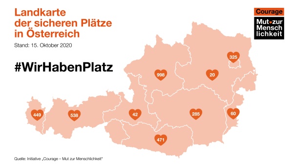 Zu sehen ist die Landkarte der "sicheren" Plätze