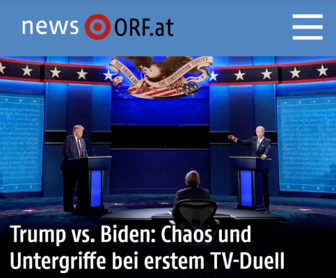 Headline ORF zu Trump-Biden-Debatte