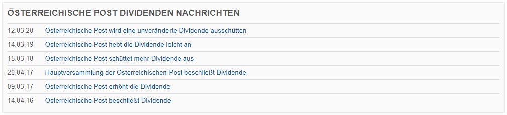 Die Meldungen über Post-Dividenden auf Finanzen.net Die letzten Jahre wurde verlässlich stets eine erhöhte Dividende ausgeschüttet.