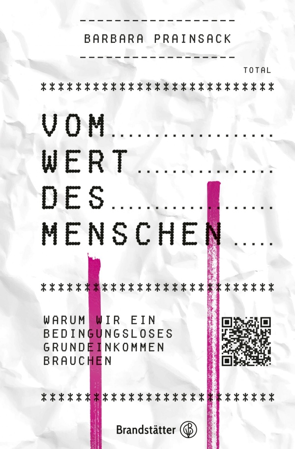 Buchcover von Prainsacks Buch "Vom Wert des Menschen" ist in der Ästhetik einer Rechnung gestaltet.